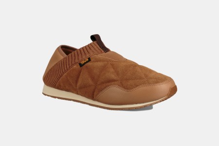 The Teva Ember Suede Convertible Slip-On Sneaker, a part slipper, part sneaker, in brown