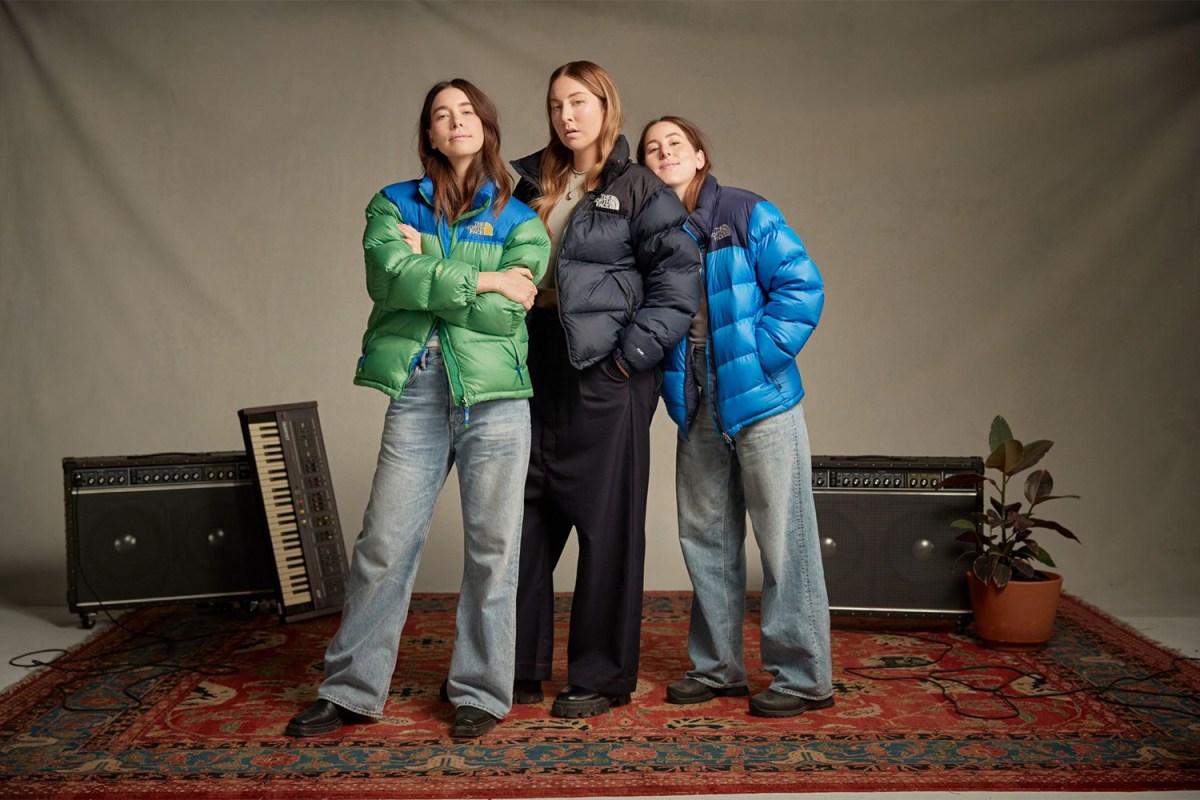 a picture of the band HAIM in The North Face Jackets