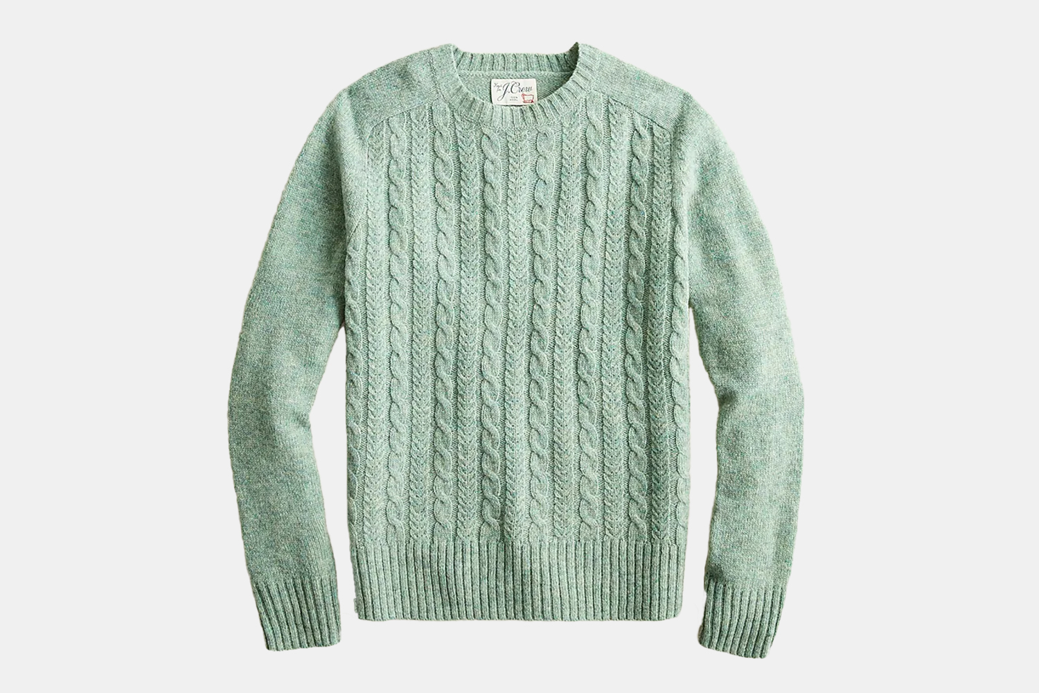 a green cable knit