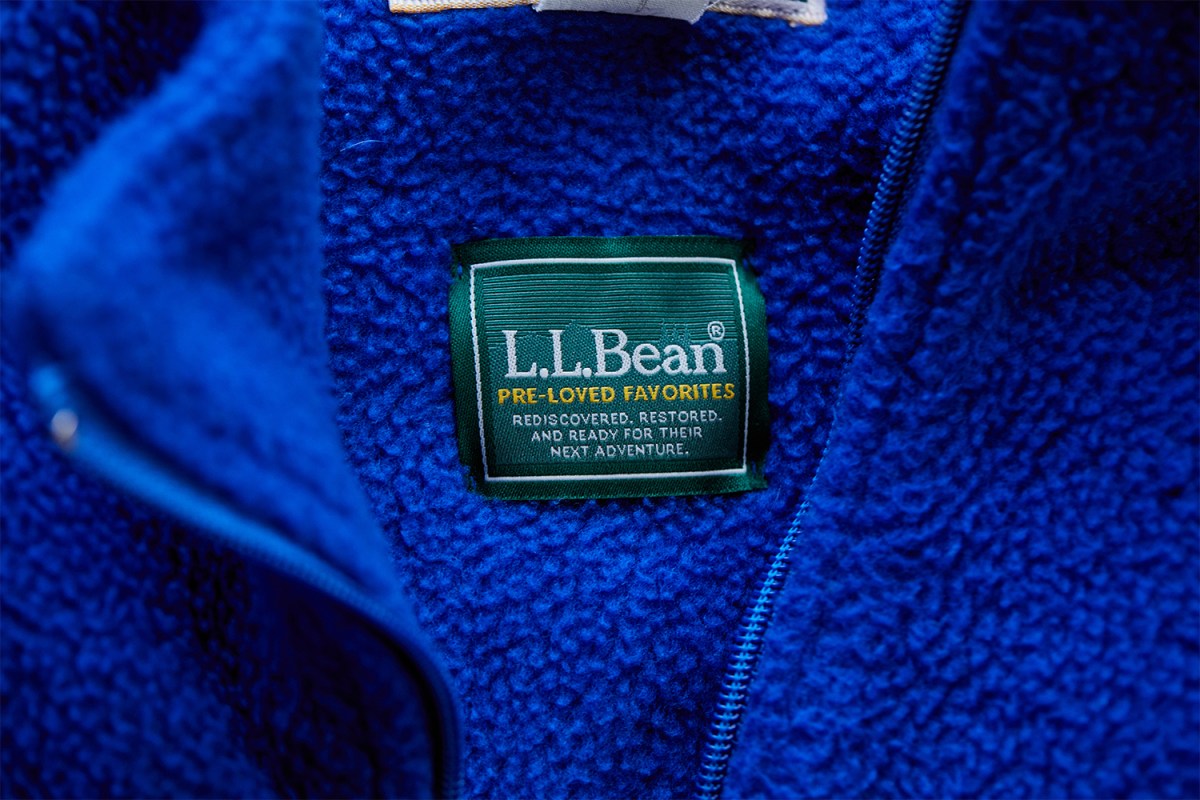 a close up of an L.L. Bean fleece