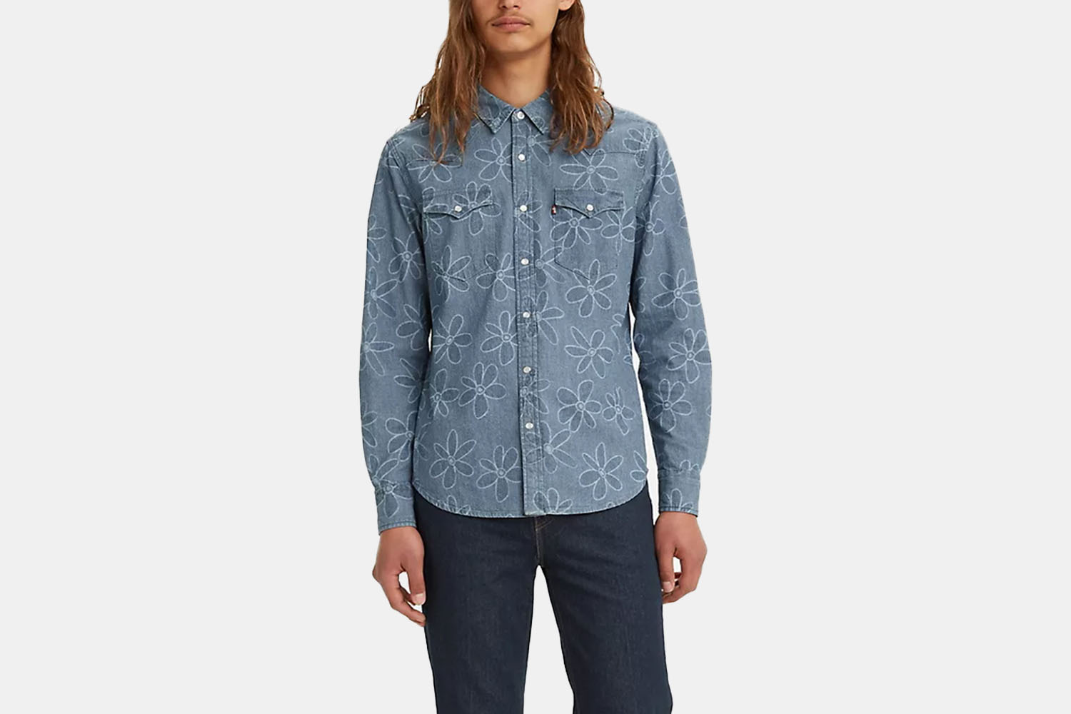 a blue western denim shirt