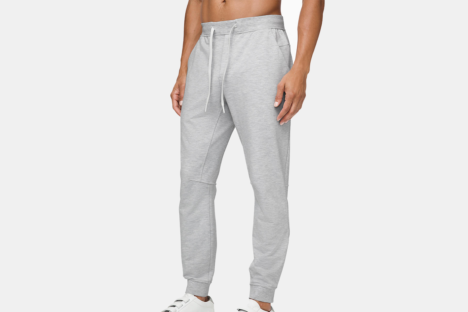 a model in some grey sweats 
