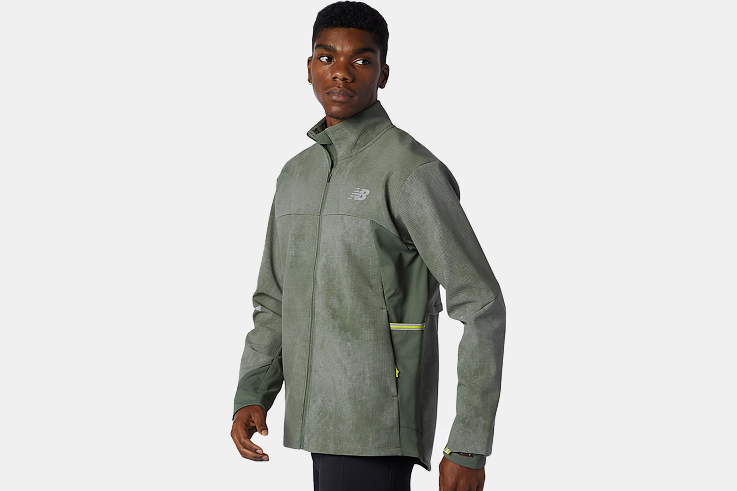 a printed green jacket