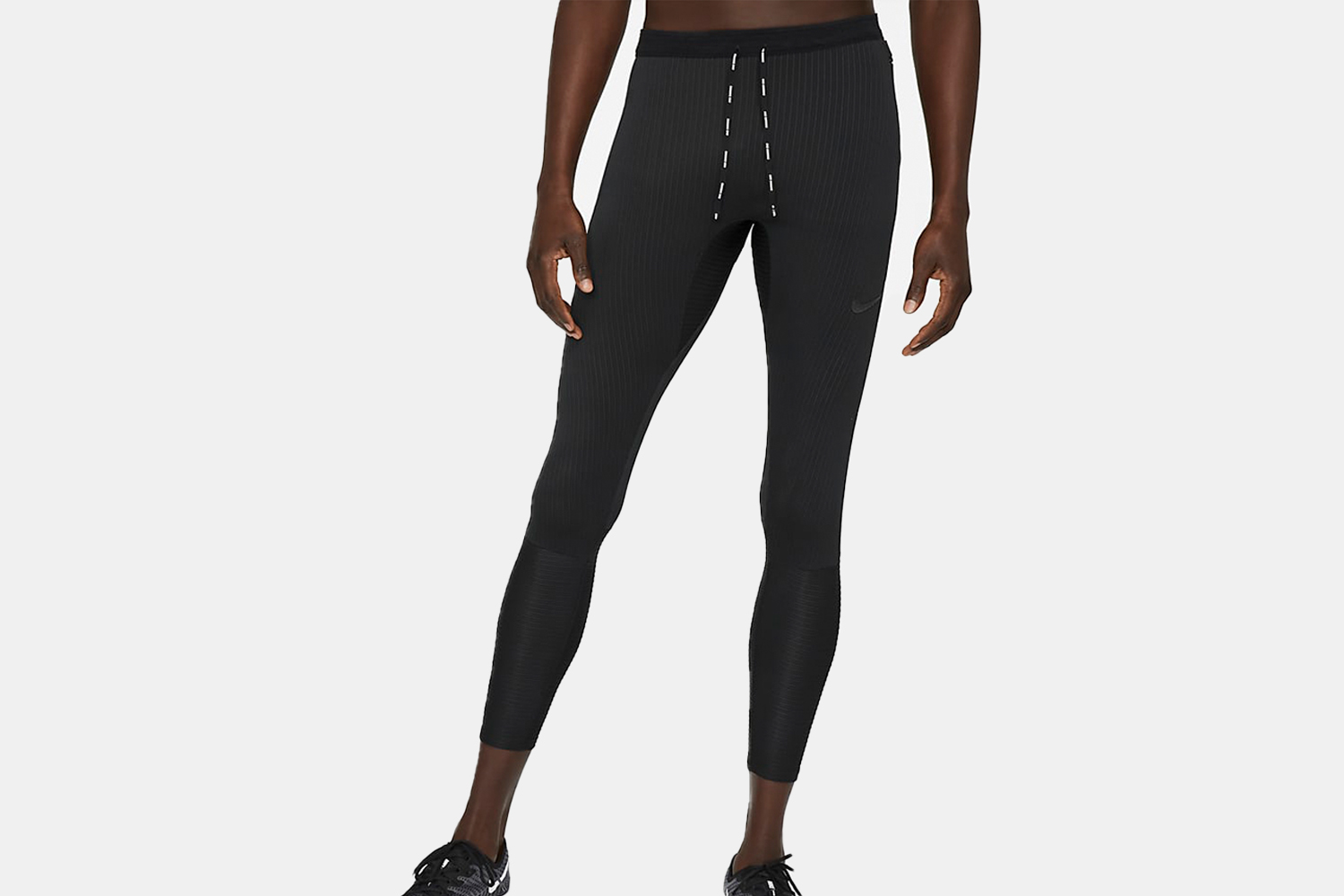 black nike tights on a model