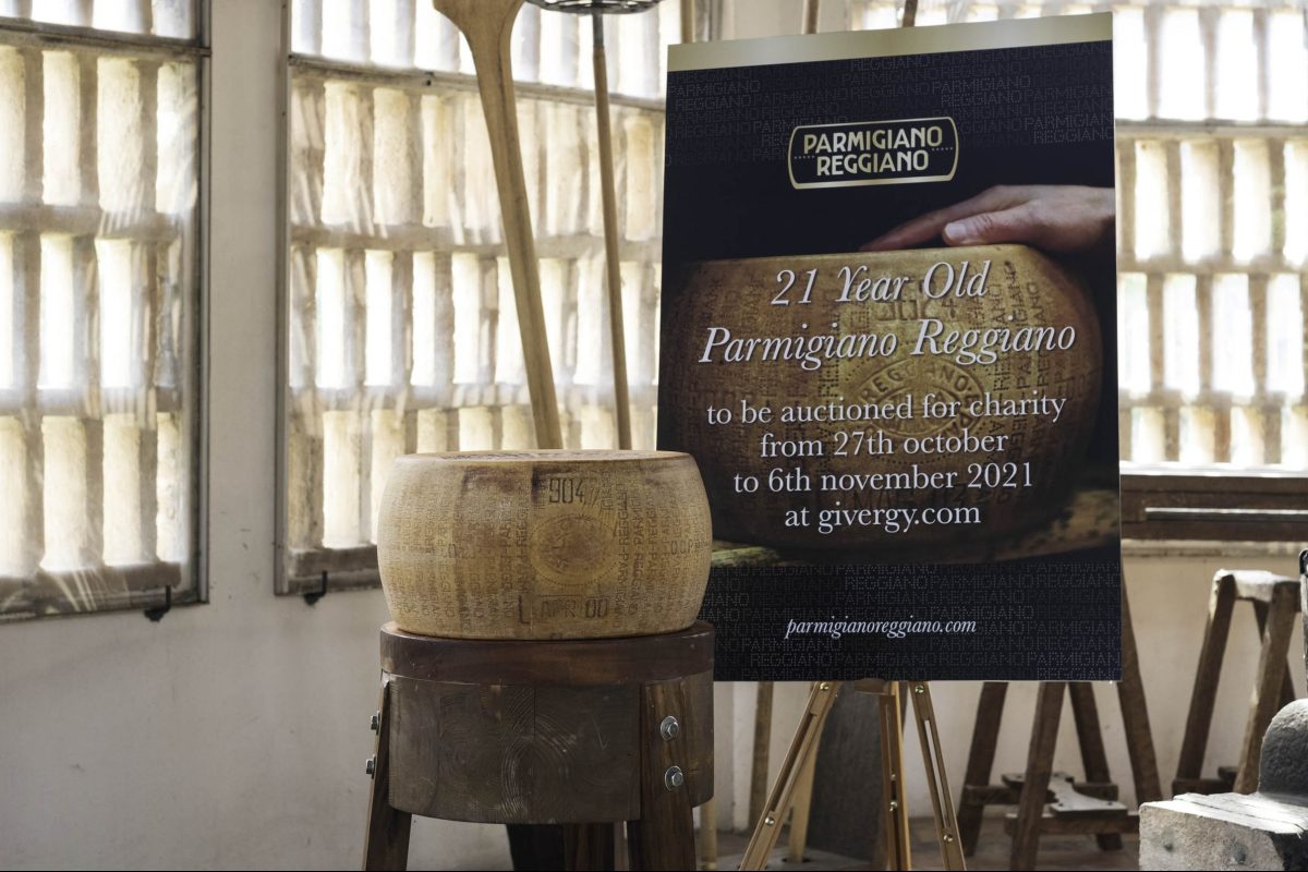 A 21-year-old wheel of Parmigiano Reggiano. One of the oldest cheeses in the world, it's currently up for auction.