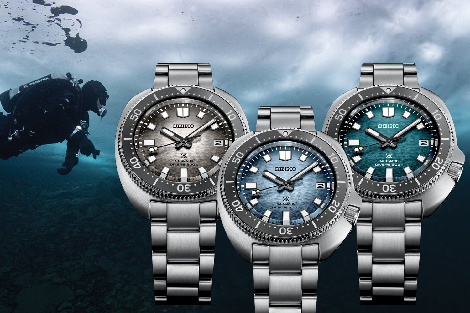 a graphic of three dive watches