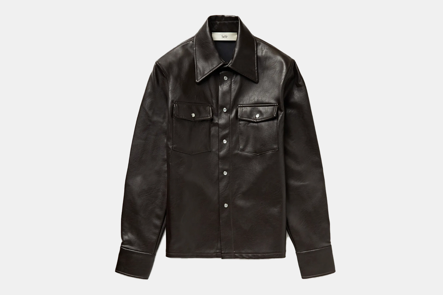 a leather shirt jacket