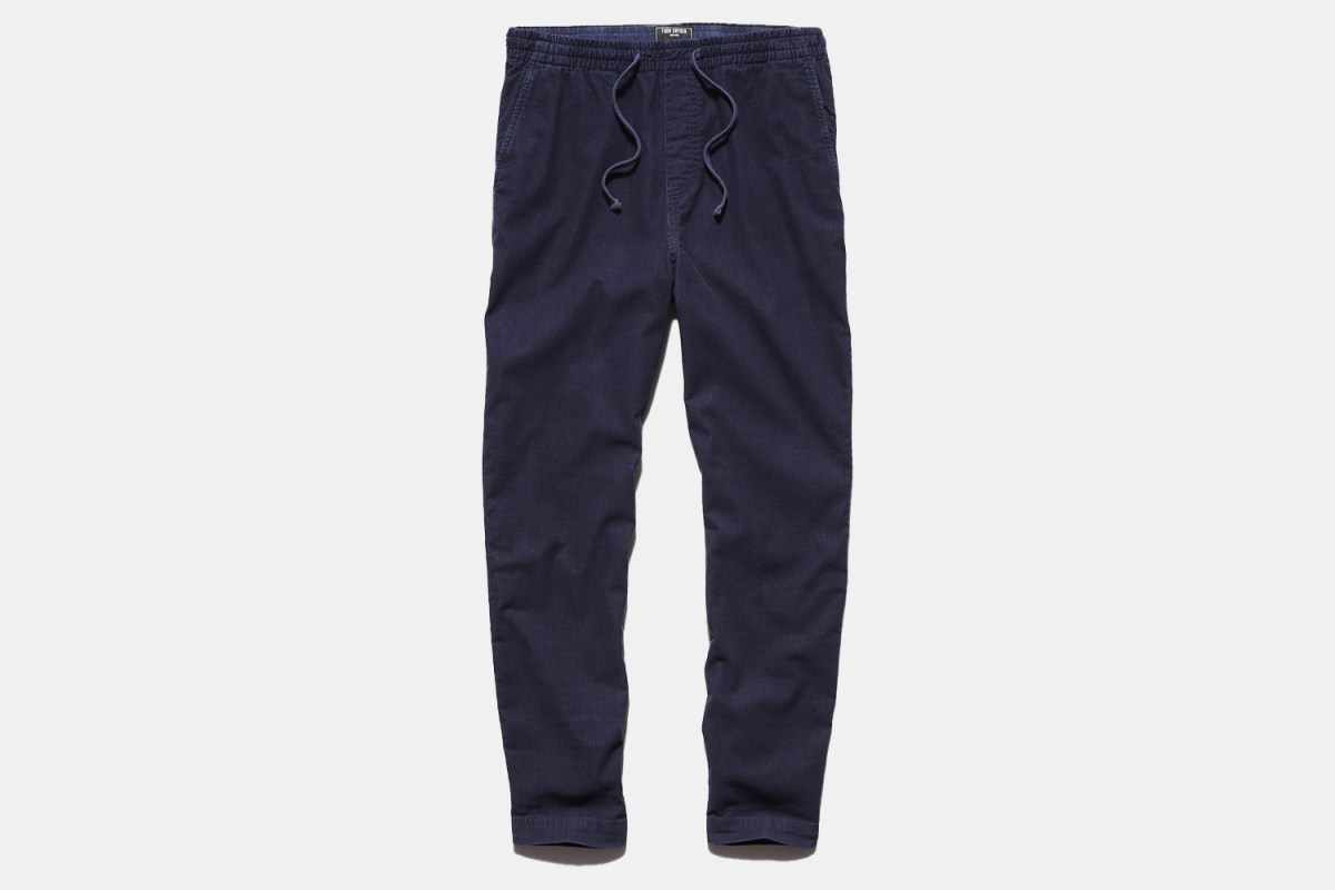 A pair of navy cords