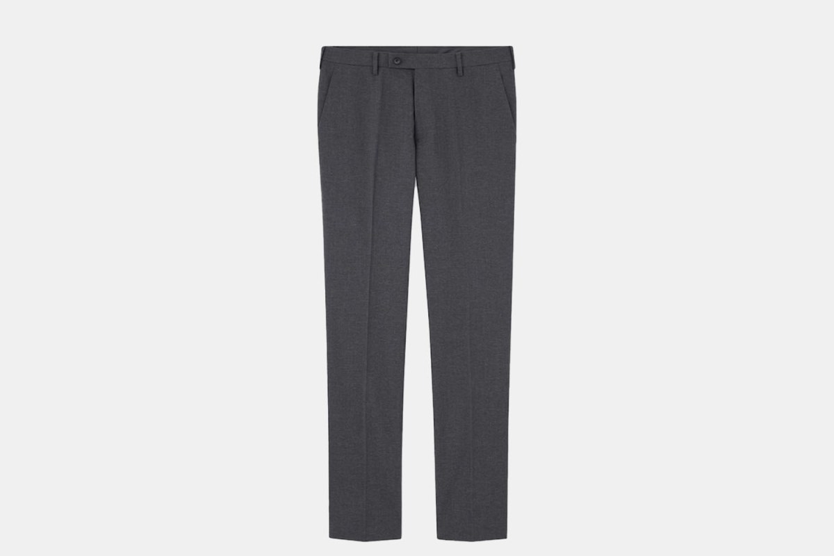 a pair of grey Uniqlo pants.