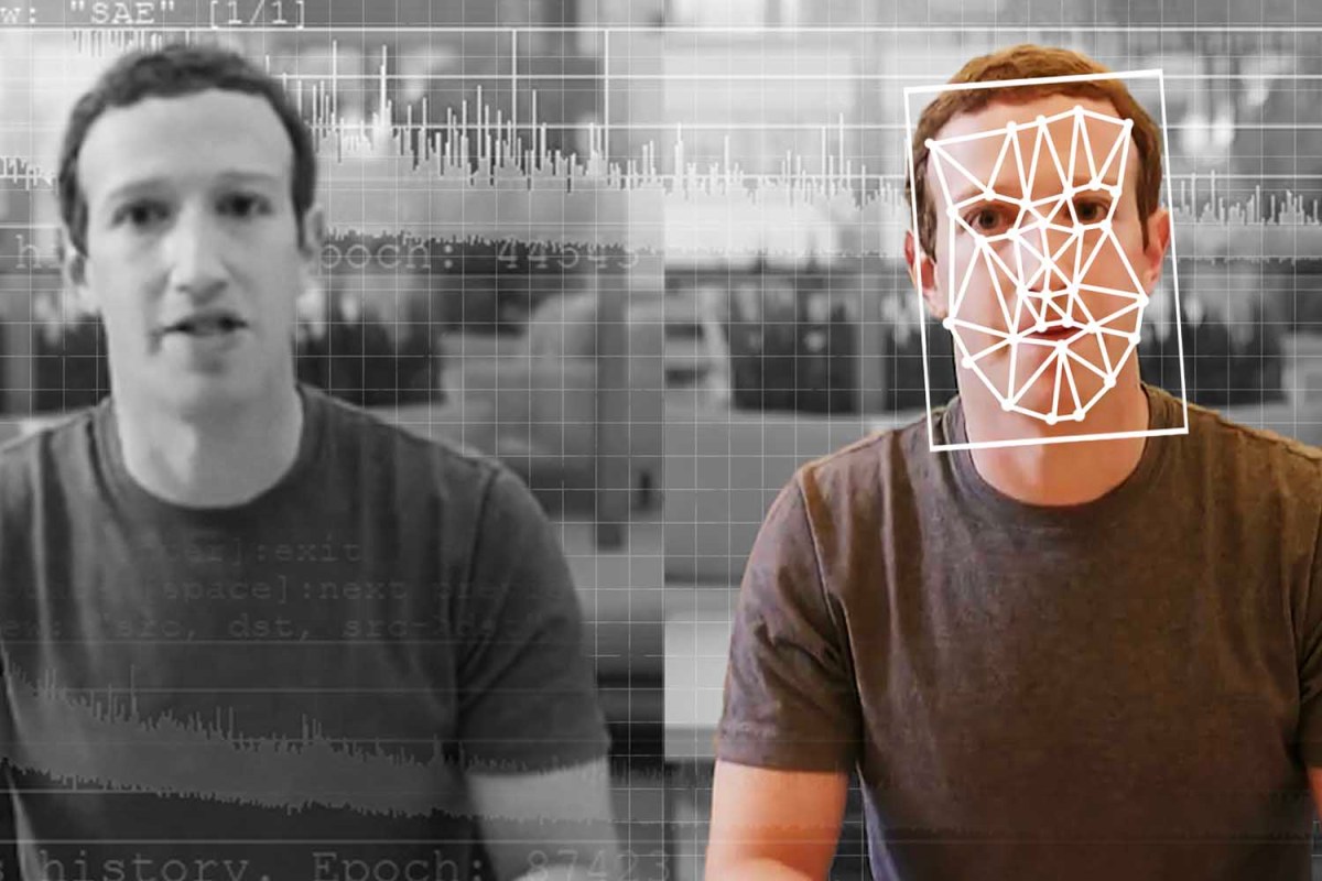 A comparison of an original and deepfake video of Facebook CEO Mark Zuckerberg. 
