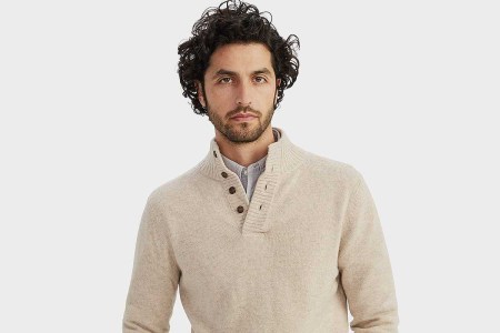 Merino Cashmere Button Pullover Sweater, now on sale at NAADAM