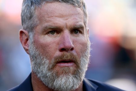 Ex-NFL player Brett Favre prior to Super Bowl 50 between the Broncos and Panthers