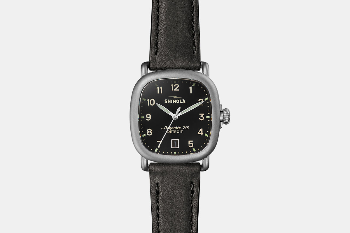 A leather strap watch from Shinola.