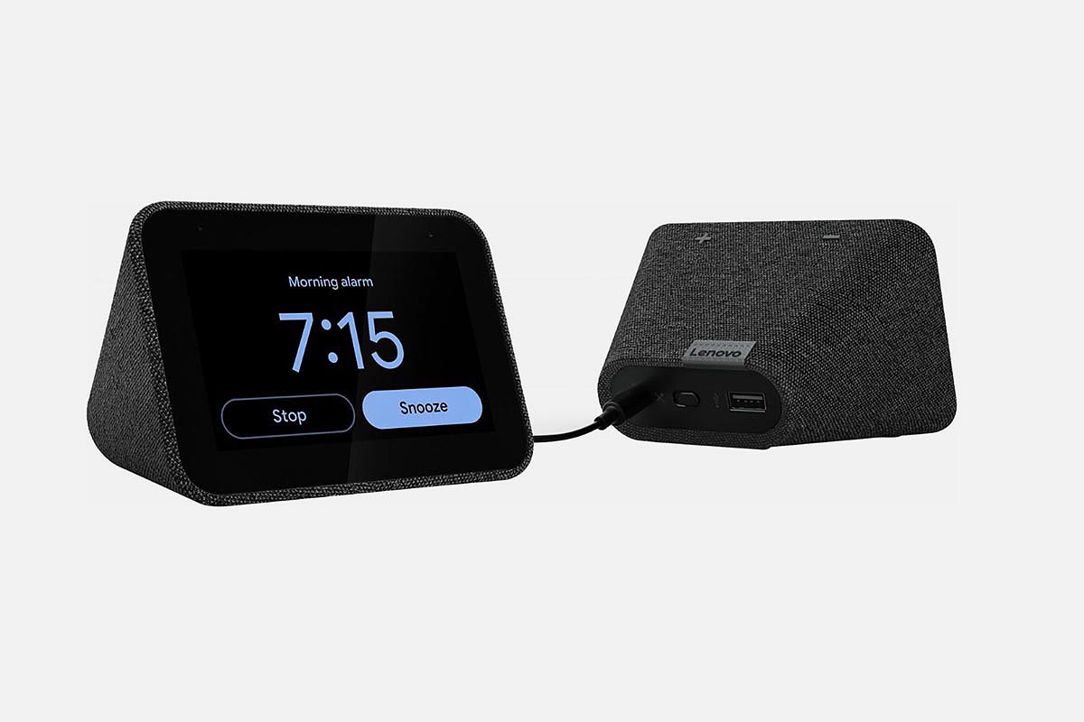 Lenovo Smart Clock, front and back views