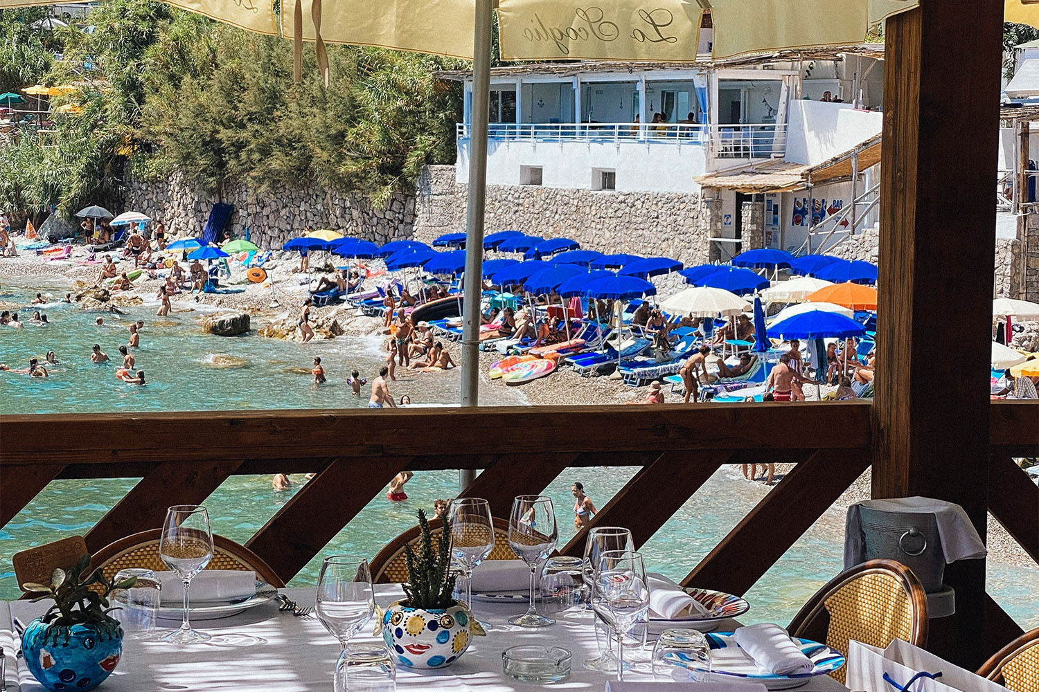 The "dining room" at Lo Scoglio on the Amalfi Coast.