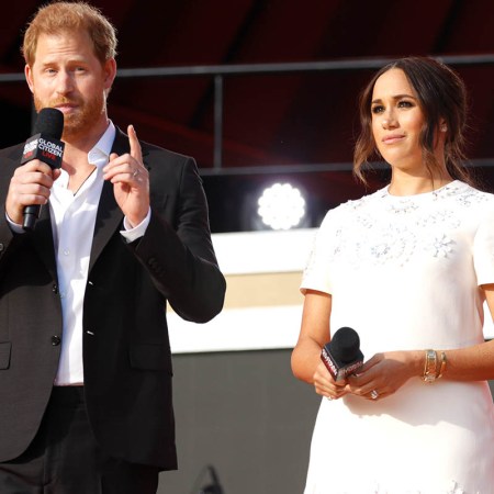 Prince Harry, Duke of Sussex and Meghan, Duchess of Sussex speak onstage during Global Citizen Live, New York on September 25, 2021 in New York City. Online harassment of the couple was carried primarily by just a few dozen accounts.