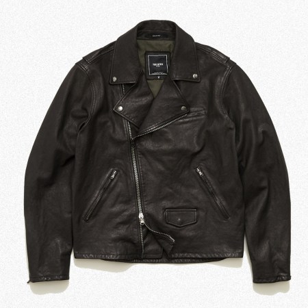 The Italian Moto Jacket in Black from menswear designer Todd Snyder, a vintage-styled layer made in Italy