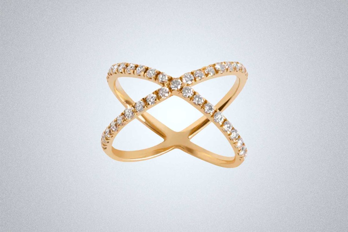Aurate X Ring With White Diamonds