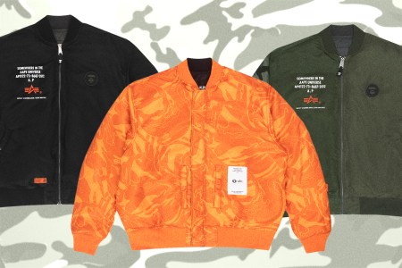 Alpha Industries x AAPE collab capsule collection MA-1 bomber jackets