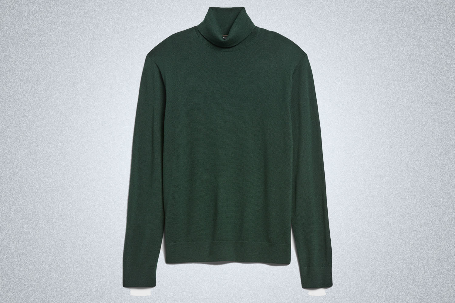 a green turtleneck sweater 