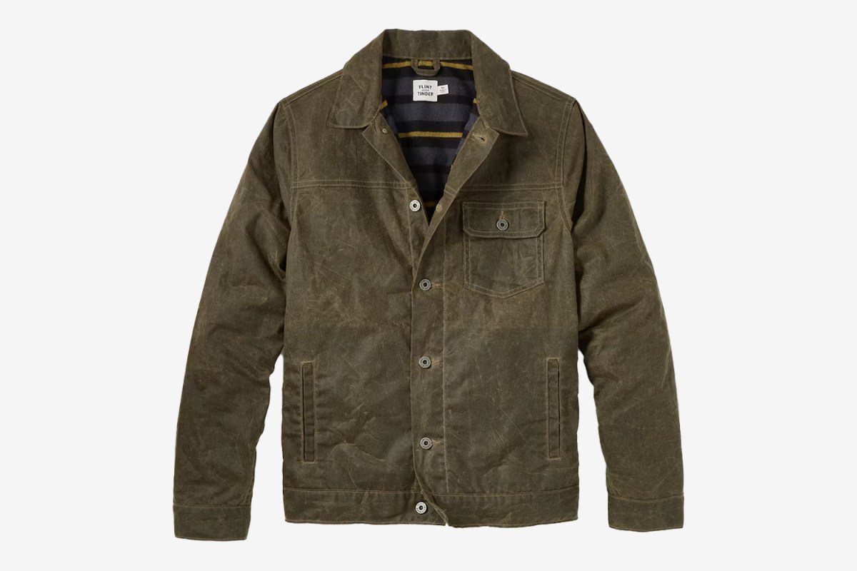 Flint and Tinder Flannel-Lined Waxed Trucker Jacket