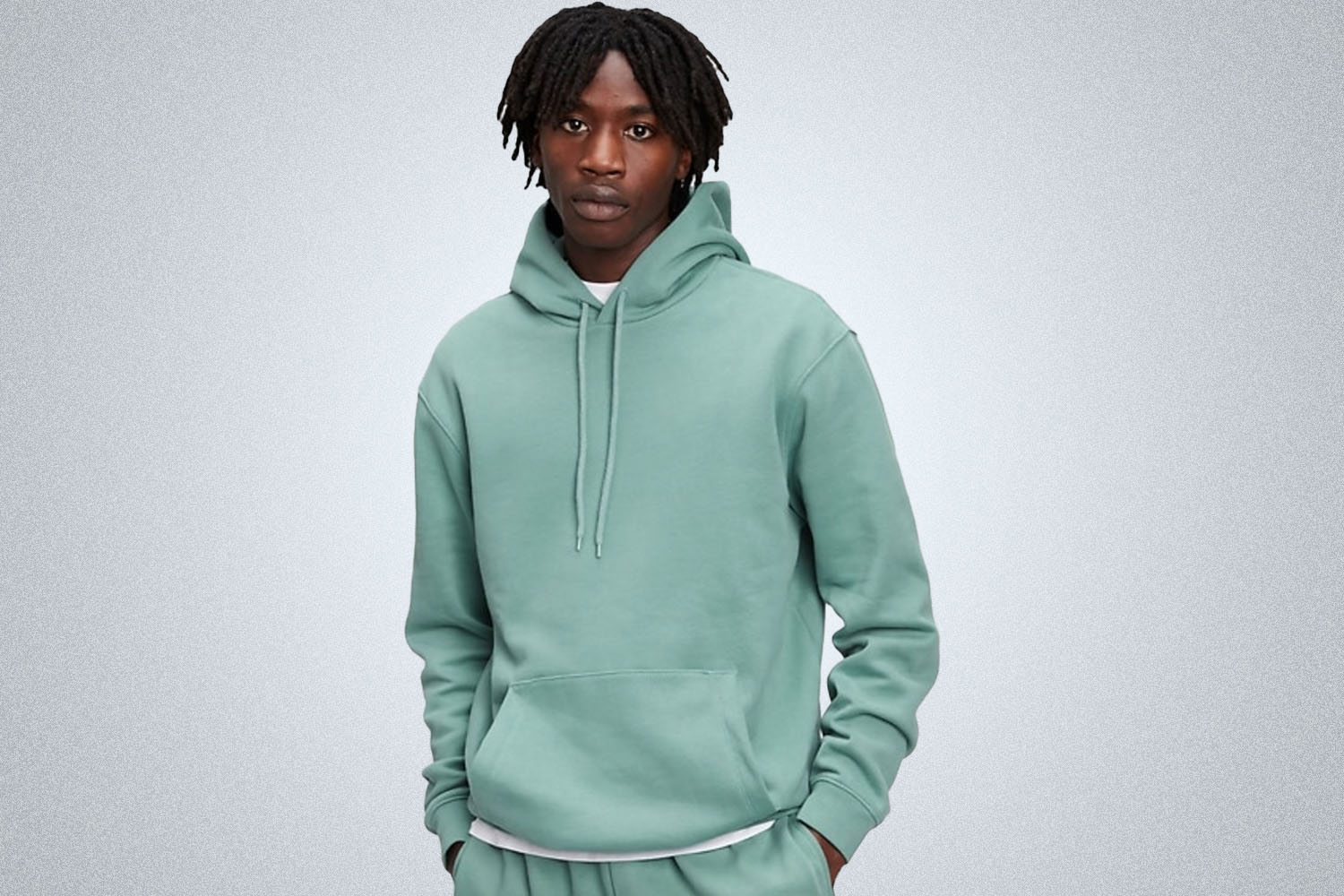 a green hoodie 