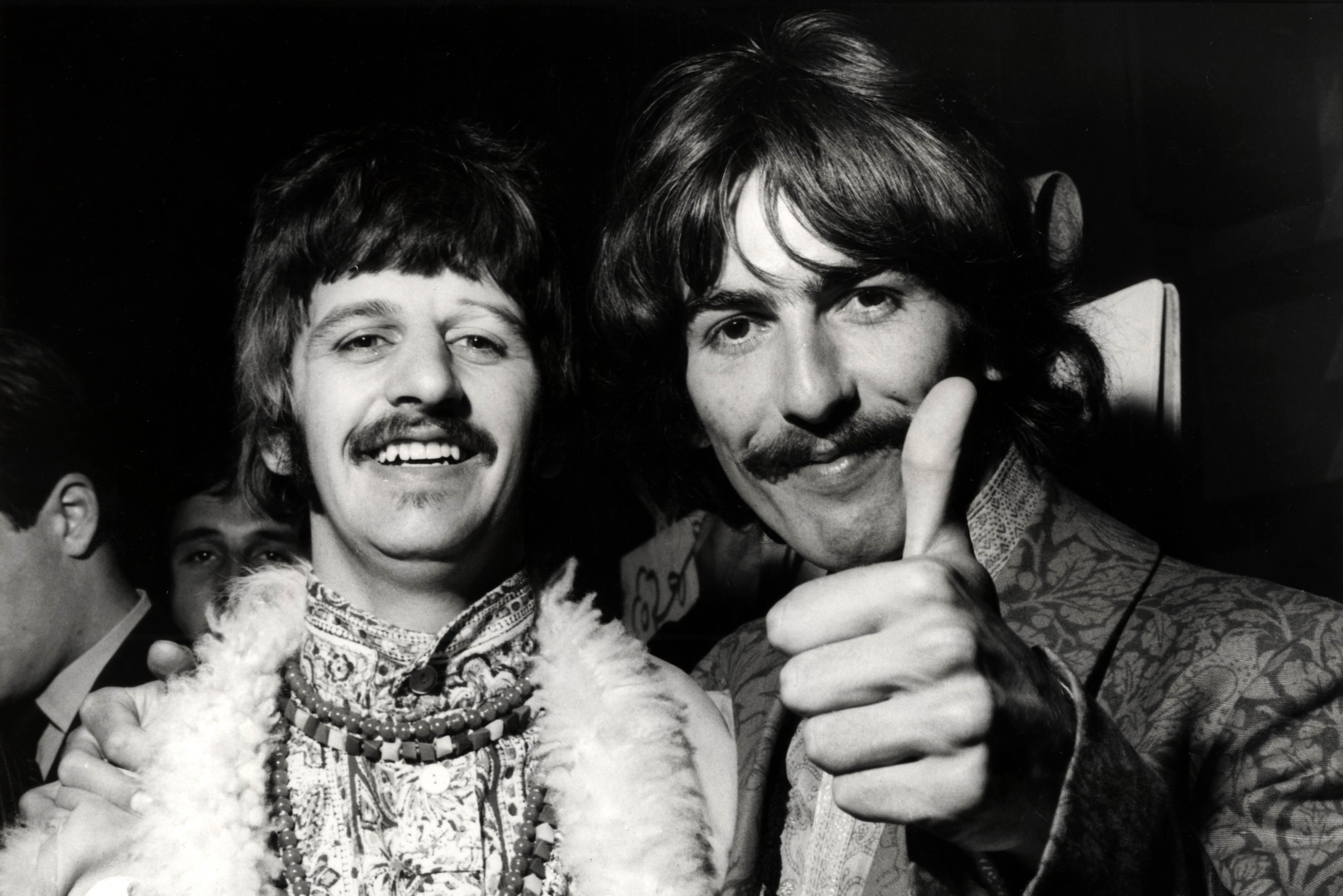 Ringo Starr and George Harrison posed at the "All You Need Is Love" session. A newly found recording from the 60s featuring the two Beatles members was just uncovered.