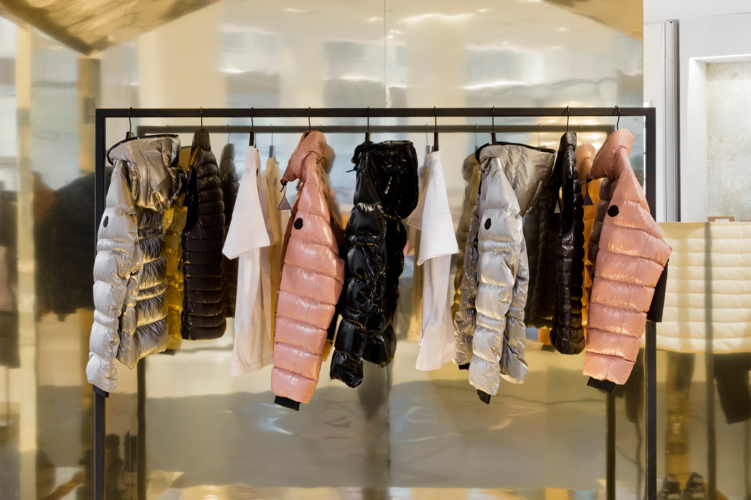 a rack of mocker x Nordstrom jackets