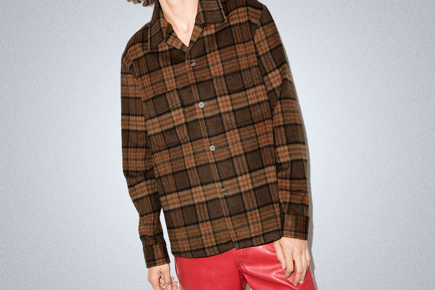 a checked paid flannel shirt