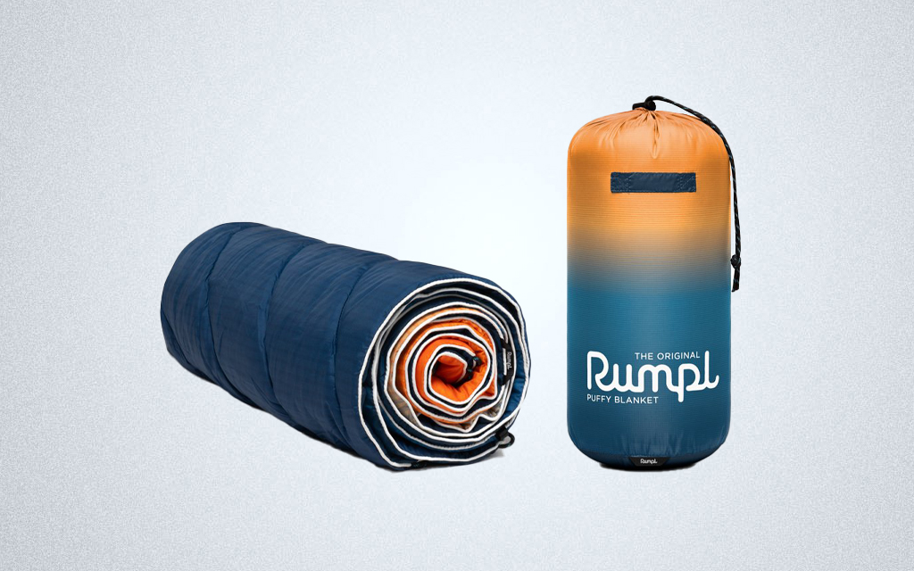 The Rumpl Original Puffy Blanket comes in many colors and is small enough to be hauled anywhere for camping and hiking