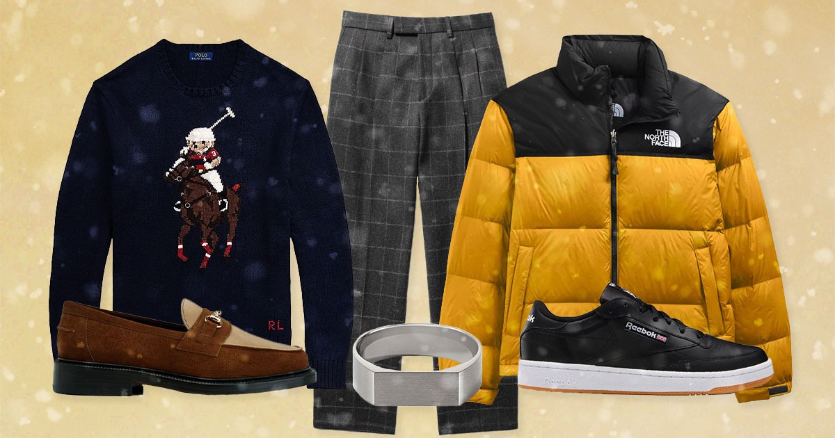 a collage of stylish items for Men