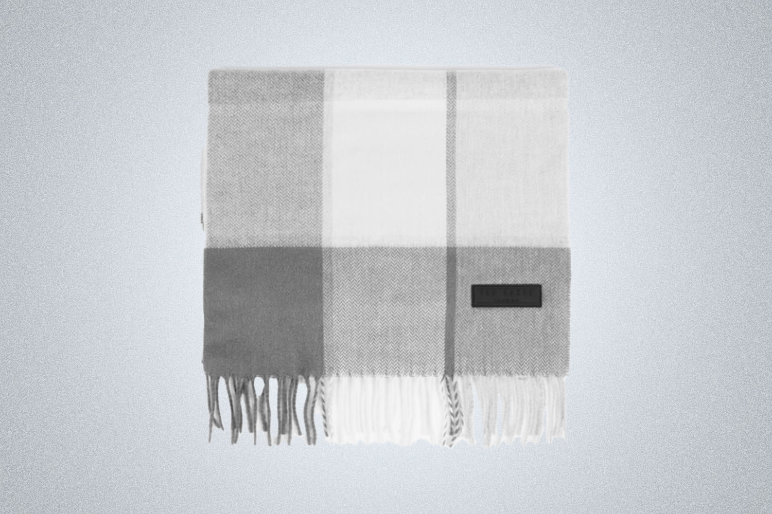 a grey checked scarf 