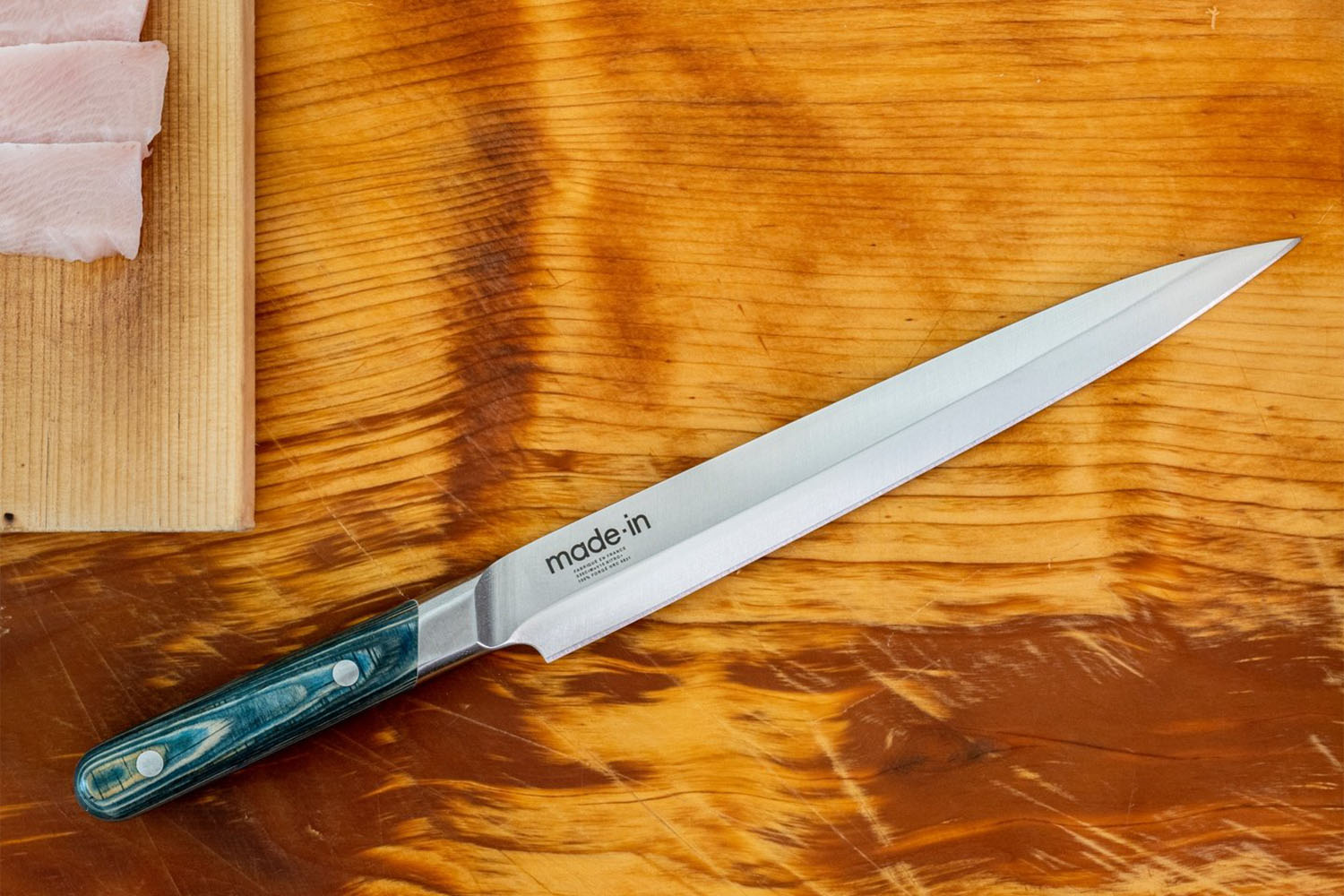 a knife on a cutting board