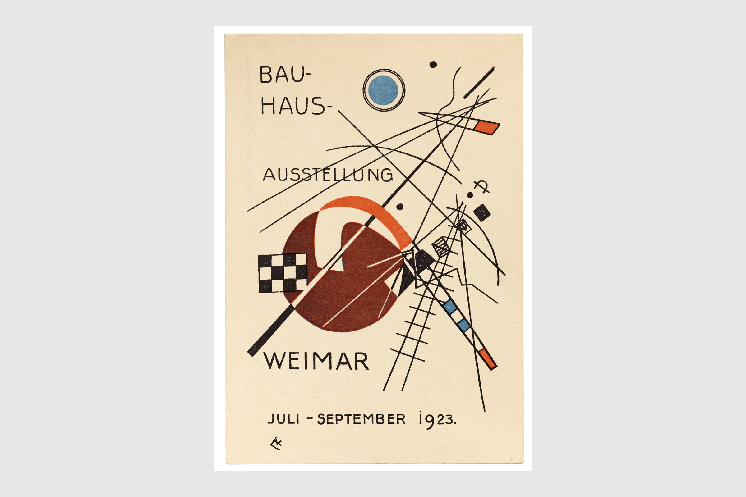 Wassily Kandinsky's Postcard 3, Weimar State Bauhaus Exhibition 1923 (Karte 3, Staatliches Bauhaus Weimar Ausstellung 1923), 1923 Lithograph.