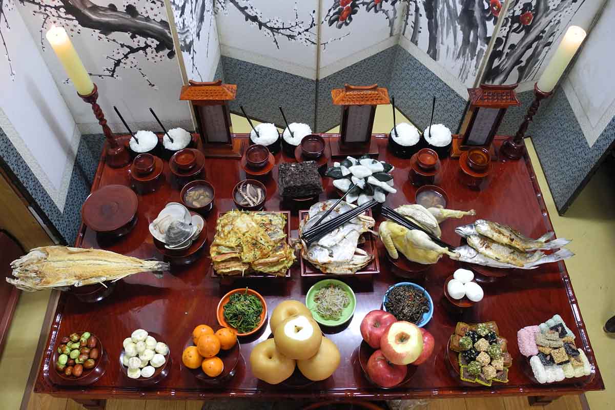 Chuseok - formally set table on Korean Thanksgiving