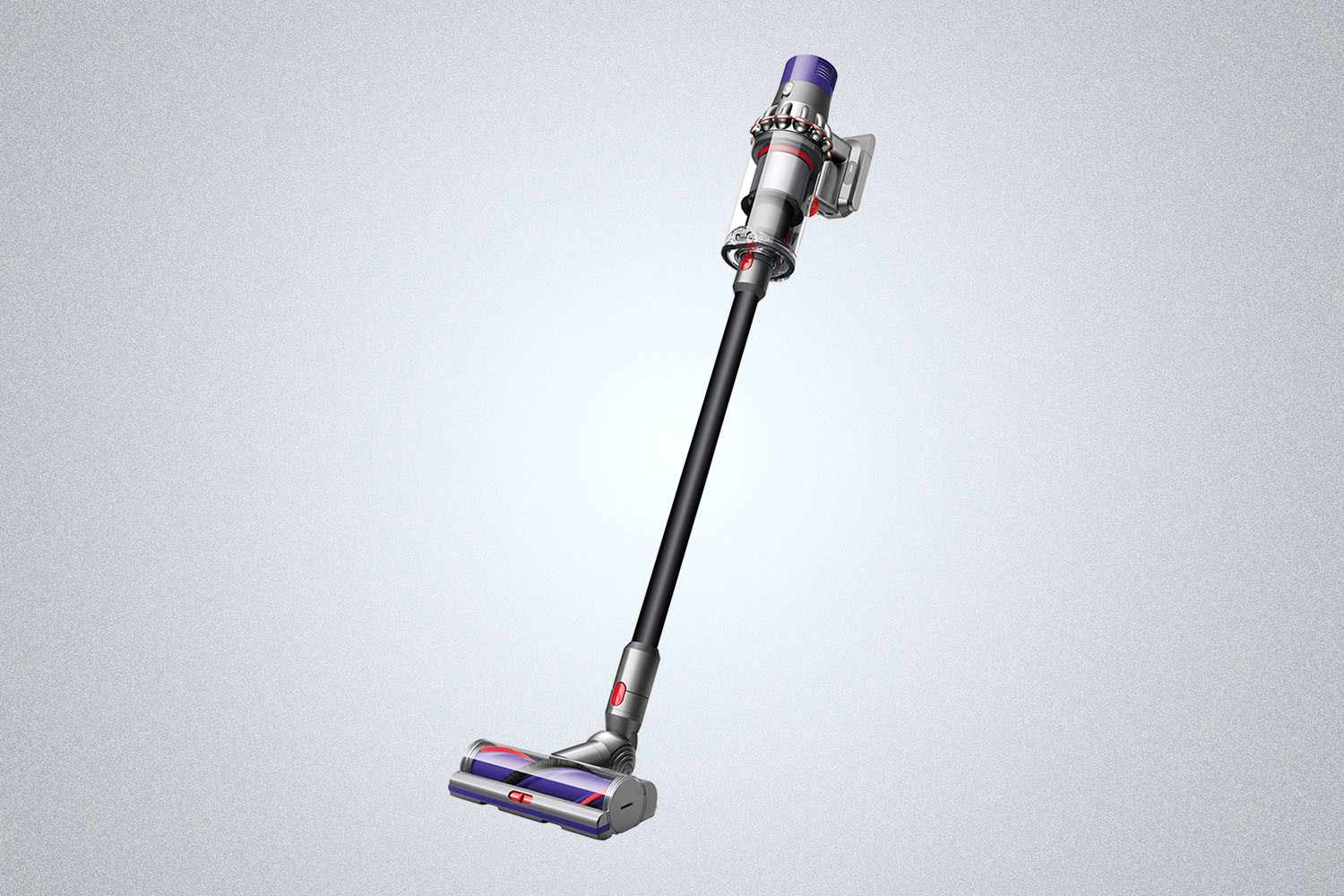 The Dyson Cyclone V10 Absolute cordless vacuum on a grey background