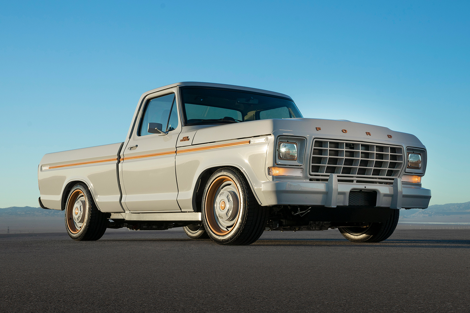 The Ford F-100 Eluminator, an electric concept vehicle based on a pickup from 1978, shown at SEMA 2021