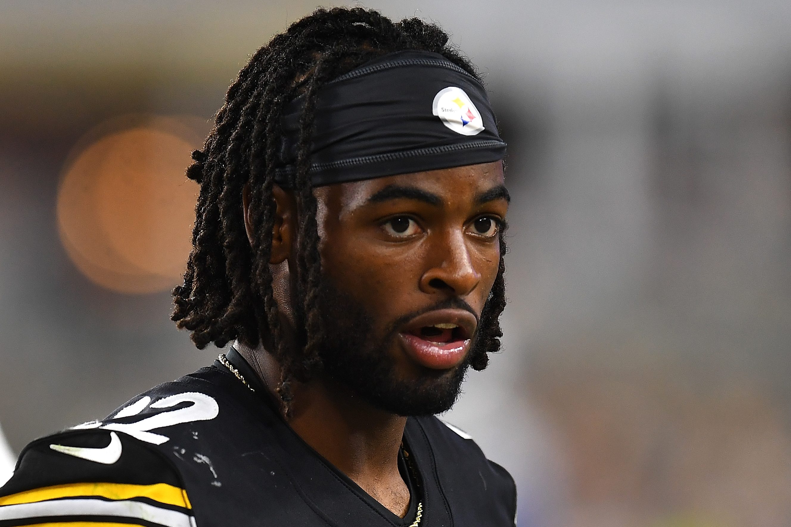 Najee Harris of the Steelers looks on against the Detroit Lions
