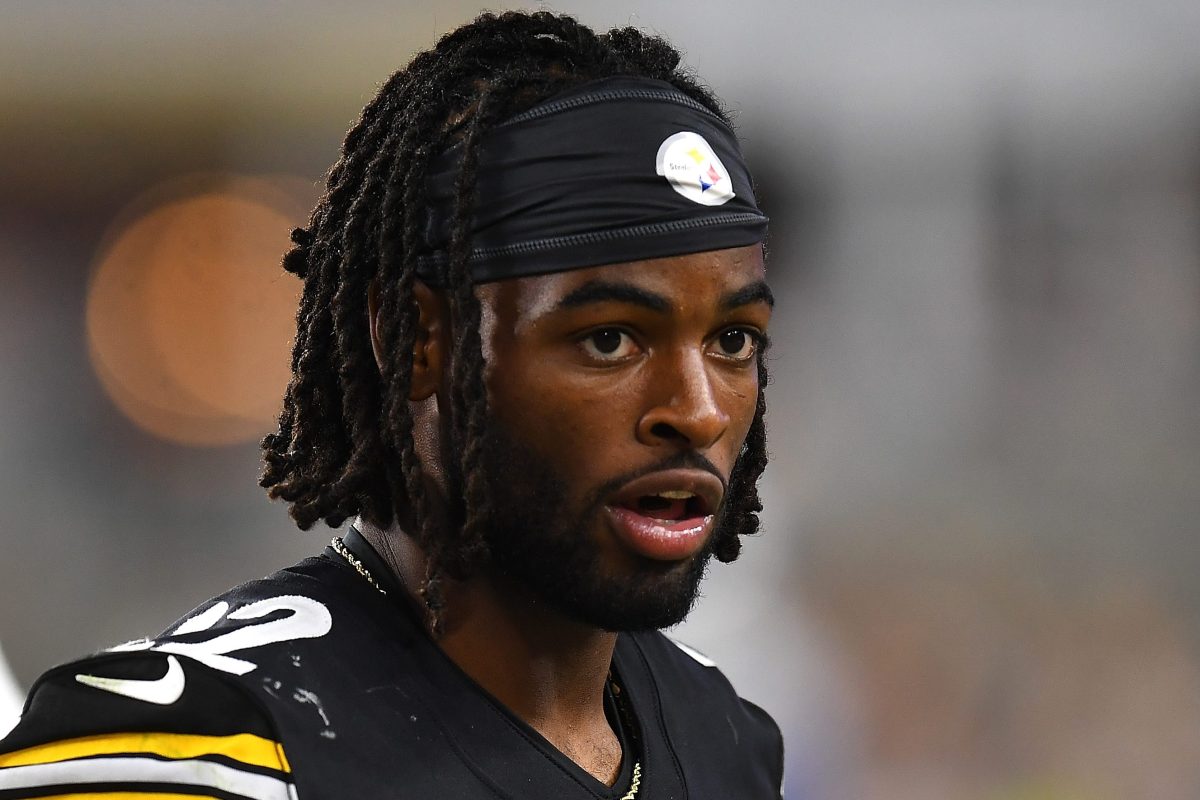 Najee Harris of the Steelers looks on against the Detroit Lions