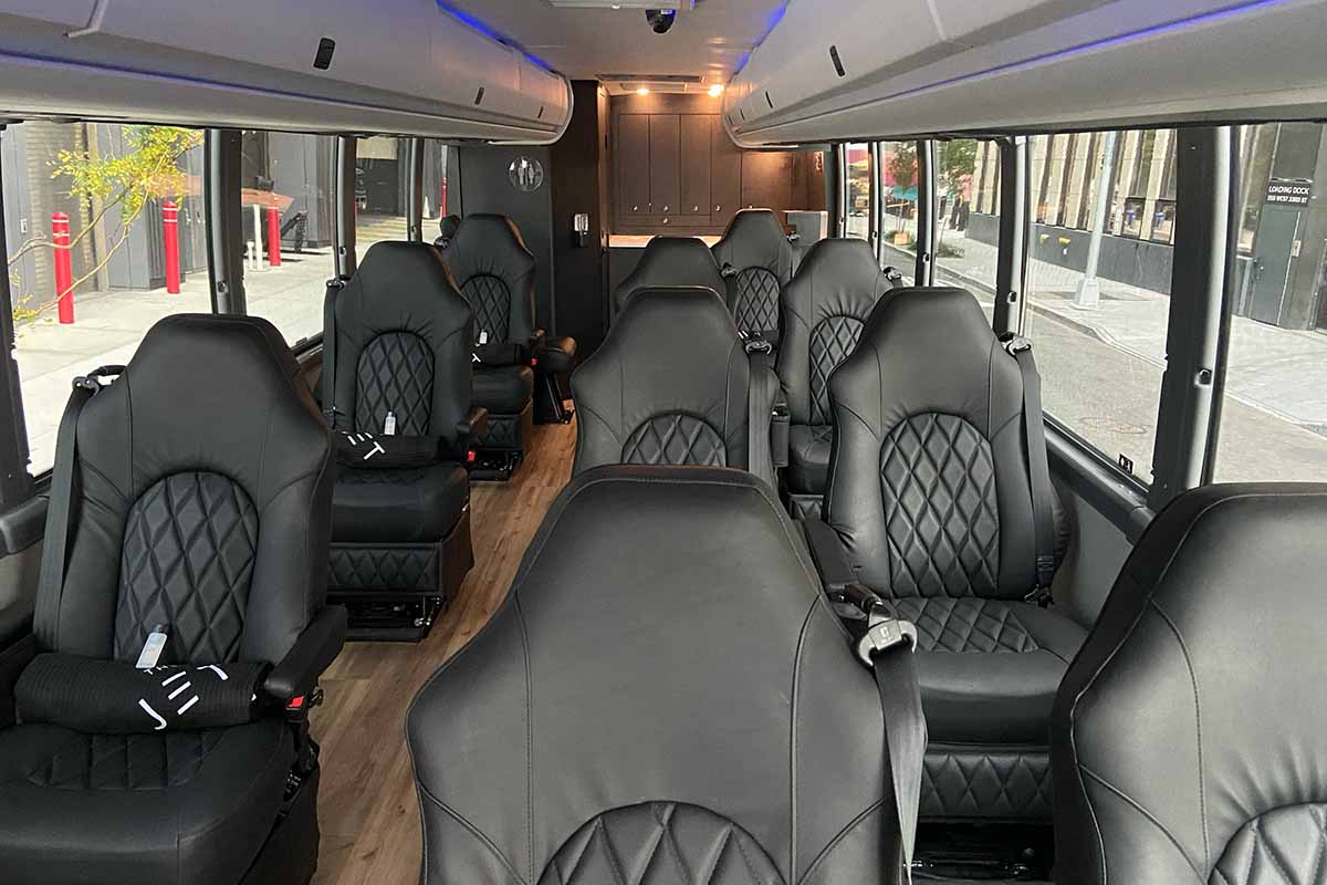 The interior of The Jet, a new luxury bus line