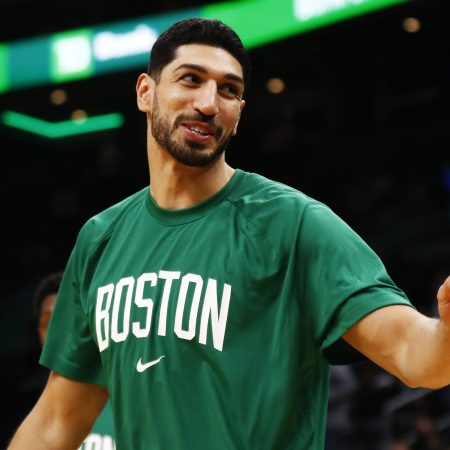 Enes Kanter of the Boston Celtics before a game against the Washington Wizards