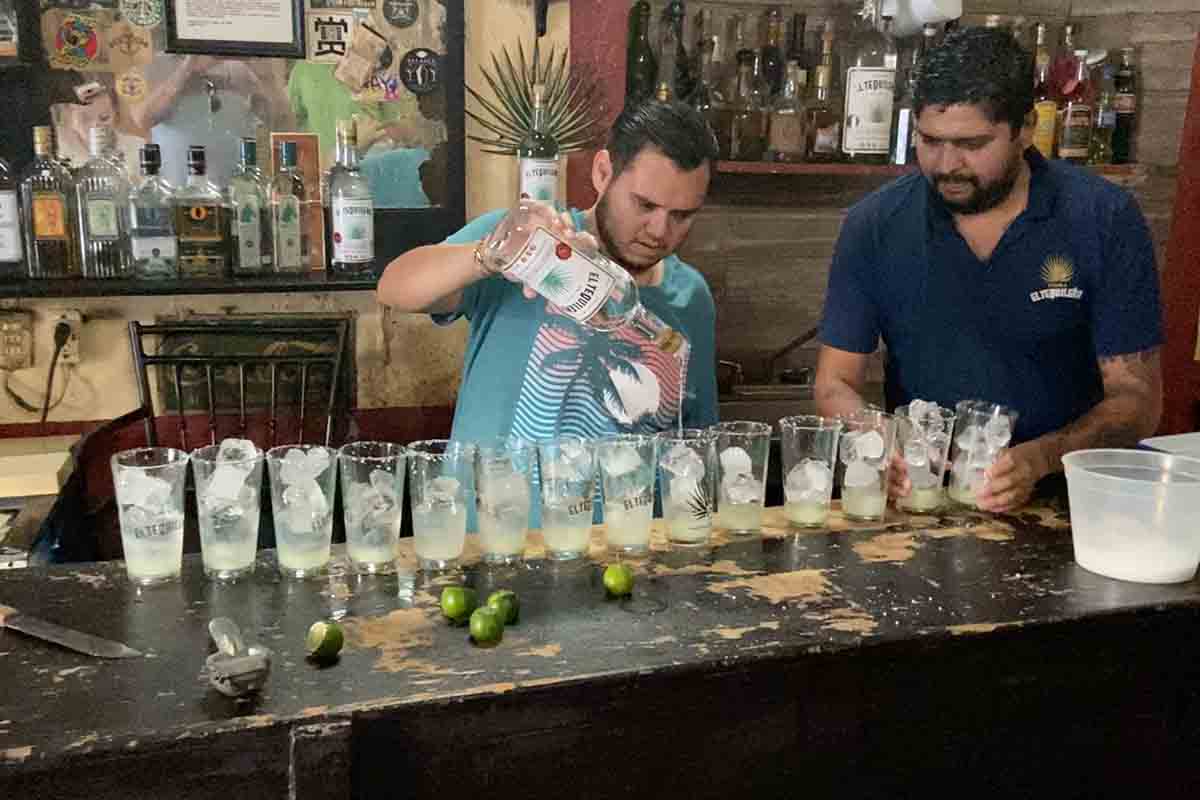 two bartenders making drinks at La Capilla in Tequila