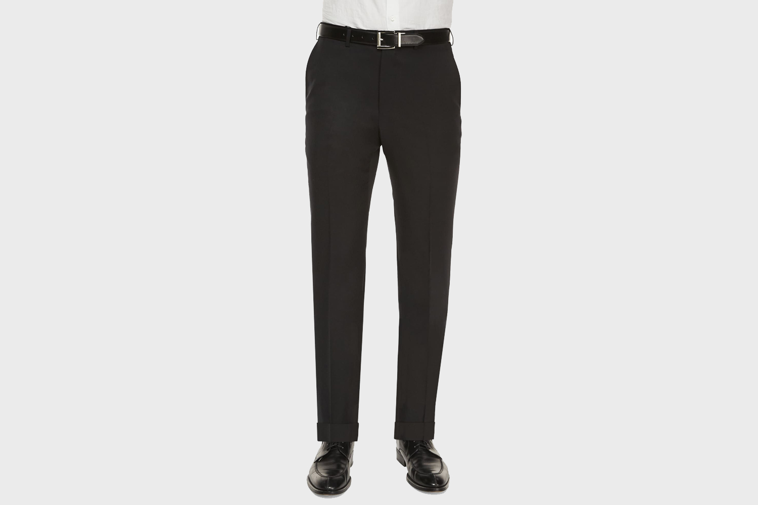 ERMENEGILDO ZEGNA Flat-Front Wool Regular-Fit Trousers, Black