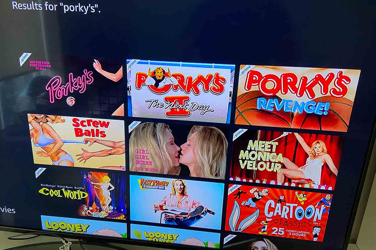 A search for "Porky's" the movie on Prime Video