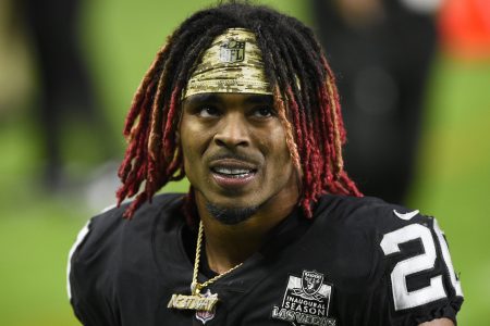 Former Las Vegas Raiders cornerback Damon Arnette walks off the field