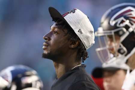 Calvin Ridley of the Atlanta Falcons looks on during a preseason game