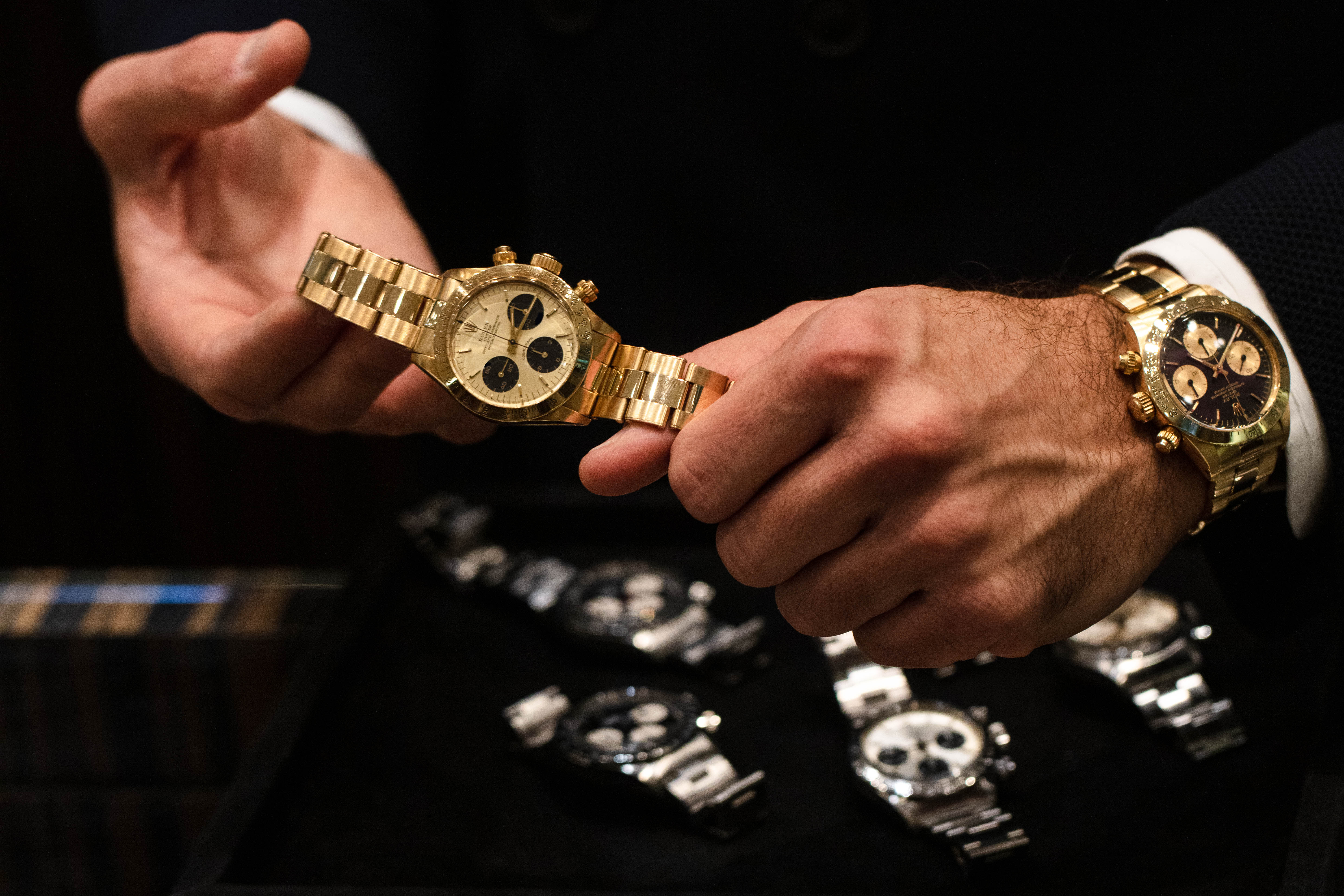 David Silver handles a pair of vintage Rolex Daytonas with contrasting faces