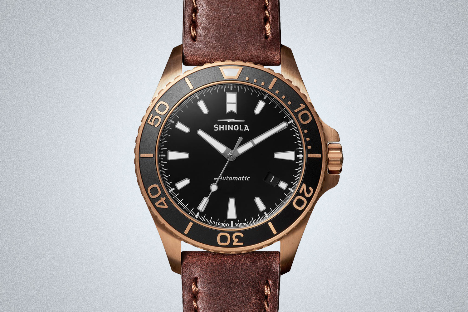 a leather, black faced watch