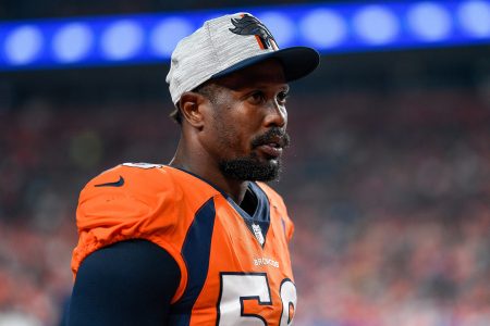 Von Miller seen during an NFL preseason game against the LA Rams
