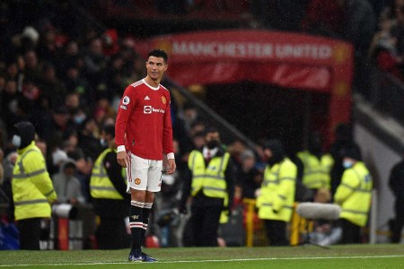 Manchester United's Portuguese striker Cristiano Ronaldo looks on during the English Premier League football match between Manchester United and Arsenal at Old Trafford in Manchester, north west England, on December 2, 2021
